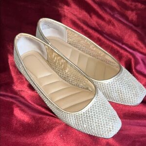 Gold, glitter, ballet flats